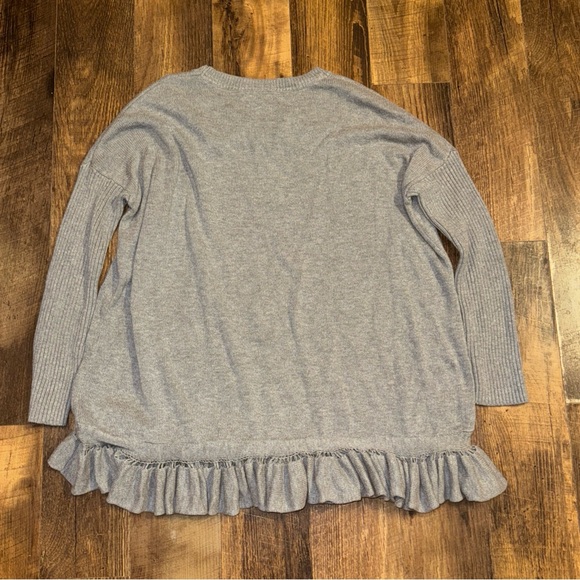 Lisa Rinna Collection Gray Ruffle Hem Sweater - Picture 7 of 7